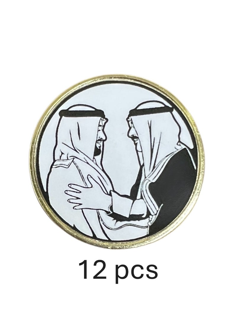 A.R.H | شارة التسامح الوطني لدولة الإمارات والكويت | 12 pcs | شارة مغناطيسية لشخصية التضامن بين دولة الإمارات والكويت | تذكار الأخوة الفنية والقيادة | تصميم تراثي لليوم الوطني الإماراتي والكويتي | - Image 1